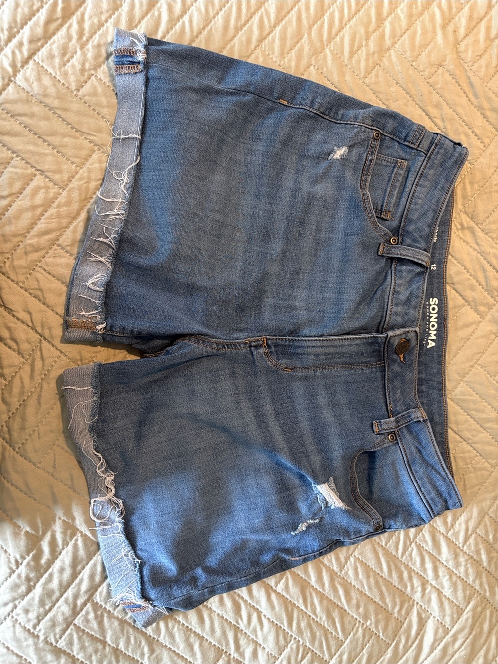 Sonoma Medium Blue Denim Shorts with Contrast Stitching